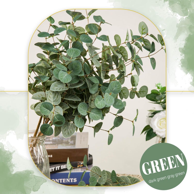 TOPHOUSE 6pcs Artificial Eucalyptus Leaves Stems Bulk 24.8â€ Silver Dollar Eucalyptus Artificial Greenery Silk Eucalyptus Plant for Home Wedding Farmhouse Decoration - Image 5